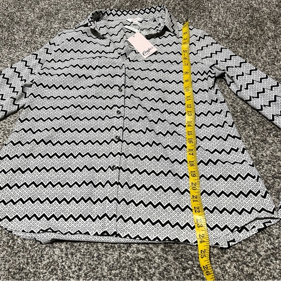 Candies Button Down Chevron Chiffon Tie Sleeves Size L long sleeve NWT See Note - Picture 2 of 10
